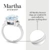 imageMartha Stewart 4 12 Carat Oval Shape Gemstone Ring with Lab Grown Diamonds in Sterling Silver Choose Your GemstoneAquamarine