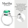 imageMartha Stewart 4 12 Carat Oval Shape Gemstone Ring with Lab Grown Diamonds in Sterling Silver Choose Your GemstoneEmerald