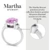 imageMartha Stewart 4 12 Carat Oval Shape Gemstone Ring with Lab Grown Diamonds in Sterling Silver Choose Your GemstonePink Sapphire