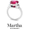 imageMartha Stewart 4 12 Carat Oval Shape Gemstone Ring with Lab Grown Diamonds in Sterling Silver Choose Your GemstoneRuby