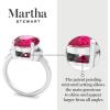 imageMartha Stewart 4 12 Carat Oval Shape Gemstone Ring with Lab Grown Diamonds in Sterling Silver Choose Your GemstoneRuby