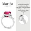 imageMartha Stewart 4 12 Carat Oval Shape Gemstone Ring with Lab Grown Diamonds in Sterling Silver Choose Your GemstoneRuby