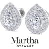 imageMartha Stewart 4 Carat Lab Grown Diamond Halo Stud Earrings In 14K Gold Pear Shape Lab Grown Diamond Earrings for Womenwhitegold