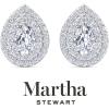 imageMartha Stewart 4 Carat Lab Grown Diamond Halo Stud Earrings In 14K Gold Pear Shape Lab Grown Diamond Earrings for Womenwhitegold