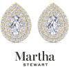 imageMartha Stewart 4 Carat Lab Grown Diamond Halo Stud Earrings In 14K Gold Pear Shape Lab Grown Diamond Earrings for Womenyellowgold