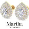 imageMartha Stewart 4 Carat Lab Grown Diamond Halo Stud Earrings In 14K Gold Pear Shape Lab Grown Diamond Earrings for Womenyellowgold