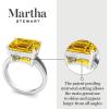 imageMartha Stewart 5 12 Carat Emerald Cut Gemstone Ring with Lab Grown Diamonds in Sterling Silver Choose Your GemstoneCitrine