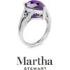 imageMartha Stewart 5 12 Carat Pear Shape Gemstone Ring with Lab Grown Diamonds in Sterling Silver Choose Your GemstoneAmethyst