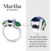 imageMartha Stewart 5 Carat Oval Shape Gemstone Three Stone Ring with Lab Grown Diamonds in Sterling Silver Choose Your GemstoneOption 10