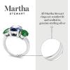 imageMartha Stewart 5 Carat Oval Shape Gemstone Three Stone Ring with Lab Grown Diamonds in Sterling Silver Choose Your GemstoneOption 10