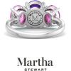 imageMartha Stewart 5 Carat Oval Shape Gemstone Three Stone Ring with Lab Grown Diamonds in Sterling Silver Choose Your GemstoneOption 3
