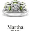 imageMartha Stewart 5 Carat Oval Shape Gemstone Three Stone Ring with Lab Grown Diamonds in Sterling Silver Choose Your GemstoneOption 5