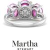 imageMartha Stewart 5 Carat Oval Shape Gemstone Three Stone Ring with Lab Grown Diamonds in Sterling Silver Choose Your GemstoneOption 6