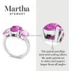 imageMartha Stewart 5 Carat Oval Shape Gemstone Three Stone Ring with Lab Grown Diamonds in Sterling Silver Choose Your GemstoneOption 6
