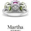 imageMartha Stewart 5 Carat Oval Shape Gemstone Three Stone Ring with Lab Grown Diamonds in Sterling Silver Choose Your GemstoneOption 7