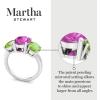imageMartha Stewart 5 Carat Oval Shape Gemstone Three Stone Ring with Lab Grown Diamonds in Sterling Silver Choose Your GemstoneOption 7