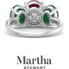 imageMartha Stewart 5 Carat Oval Shape Gemstone Three Stone Ring with Lab Grown Diamonds in Sterling Silver Choose Your GemstoneOption 8