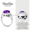 imageMartha Stewart 6 34 Carat Oval Shape Gemstone Halo Ring with Lab Grown Diamonds in Sterling Silver Choose Your GemstoneAmethyst