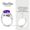imageMartha Stewart 6 34 Carat Oval Shape Gemstone Halo Ring with Lab Grown Diamonds in Sterling Silver Choose Your GemstoneAmethyst