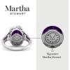 imageMartha Stewart 6 34 Carat Oval Shape Gemstone Halo Ring with Lab Grown Diamonds in Sterling Silver Choose Your GemstoneAmethyst