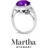 imageMartha Stewart 6 34 Carat Oval Shape Gemstone Halo Ring with Lab Grown Diamonds in Sterling Silver Choose Your GemstoneAmethyst