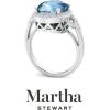 imageMartha Stewart 6 34 Carat Oval Shape Gemstone Halo Ring with Lab Grown Diamonds in Sterling Silver Choose Your GemstoneAquamarine