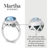 imageMartha Stewart 6 34 Carat Oval Shape Gemstone Halo Ring with Lab Grown Diamonds in Sterling Silver Choose Your GemstoneAquamarine