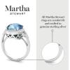 imageMartha Stewart 6 34 Carat Oval Shape Gemstone Halo Ring with Lab Grown Diamonds in Sterling Silver Choose Your GemstoneAquamarine