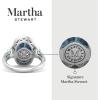 imageMartha Stewart 6 34 Carat Oval Shape Gemstone Halo Ring with Lab Grown Diamonds in Sterling Silver Choose Your GemstoneAquamarine