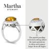 imageMartha Stewart 6 34 Carat Oval Shape Gemstone Halo Ring with Lab Grown Diamonds in Sterling Silver Choose Your GemstoneCitrine