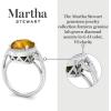 imageMartha Stewart 6 34 Carat Oval Shape Gemstone Halo Ring with Lab Grown Diamonds in Sterling Silver Choose Your GemstoneCitrine