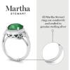 imageMartha Stewart 6 34 Carat Oval Shape Gemstone Halo Ring with Lab Grown Diamonds in Sterling Silver Choose Your GemstoneEmerald