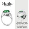 imageMartha Stewart 6 34 Carat Oval Shape Gemstone Halo Ring with Lab Grown Diamonds in Sterling Silver Choose Your GemstoneEmerald
