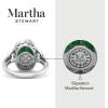 imageMartha Stewart 6 34 Carat Oval Shape Gemstone Halo Ring with Lab Grown Diamonds in Sterling Silver Choose Your GemstoneEmerald