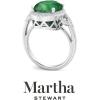 imageMartha Stewart 6 34 Carat Oval Shape Gemstone Halo Ring with Lab Grown Diamonds in Sterling Silver Choose Your GemstoneEmerald