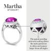imageMartha Stewart 6 34 Carat Oval Shape Gemstone Halo Ring with Lab Grown Diamonds in Sterling Silver Choose Your GemstonePink Sapphire