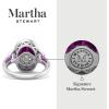 imageMartha Stewart 6 34 Carat Oval Shape Gemstone Halo Ring with Lab Grown Diamonds in Sterling Silver Choose Your GemstonePink Sapphire