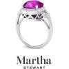 imageMartha Stewart 6 34 Carat Oval Shape Gemstone Halo Ring with Lab Grown Diamonds in Sterling Silver Choose Your GemstonePink Sapphire