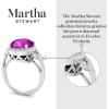 imageMartha Stewart 6 34 Carat Oval Shape Gemstone Halo Ring with Lab Grown Diamonds in Sterling Silver Choose Your GemstonePink Sapphire