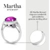 imageMartha Stewart 6 34 Carat Oval Shape Gemstone Halo Ring with Lab Grown Diamonds in Sterling Silver Choose Your GemstonePink Sapphire