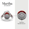 imageMartha Stewart 6 34 Carat Oval Shape Gemstone Halo Ring with Lab Grown Diamonds in Sterling Silver Choose Your GemstoneRuby