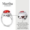 imageMartha Stewart 6 34 Carat Oval Shape Gemstone Halo Ring with Lab Grown Diamonds in Sterling Silver Choose Your GemstoneRuby