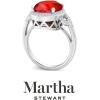 imageMartha Stewart 6 34 Carat Oval Shape Gemstone Halo Ring with Lab Grown Diamonds in Sterling Silver Choose Your GemstoneRuby