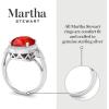 imageMartha Stewart 6 34 Carat Oval Shape Gemstone Halo Ring with Lab Grown Diamonds in Sterling Silver Choose Your GemstoneRuby
