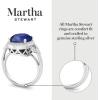 imageMartha Stewart 6 34 Carat Oval Shape Gemstone Halo Ring with Lab Grown Diamonds in Sterling Silver Choose Your GemstoneSapphire