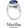 imageMartha Stewart 6 34 Carat Oval Shape Gemstone Halo Ring with Lab Grown Diamonds in Sterling Silver Choose Your GemstoneSapphire