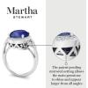 imageMartha Stewart 6 34 Carat Oval Shape Gemstone Halo Ring with Lab Grown Diamonds in Sterling Silver Choose Your GemstoneSapphire