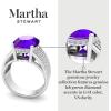 imageMartha Stewart 6 34 Carat Oval Shape Gemstone Hidden Halo Ring with Lab Grown Diamonds in Sterling Silver Choose Your GemstoneAmethyst