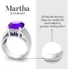 imageMartha Stewart 6 34 Carat Oval Shape Gemstone Hidden Halo Ring with Lab Grown Diamonds in Sterling Silver Choose Your GemstoneAmethyst