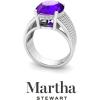 imageMartha Stewart 6 34 Carat Oval Shape Gemstone Hidden Halo Ring with Lab Grown Diamonds in Sterling Silver Choose Your GemstoneAmethyst